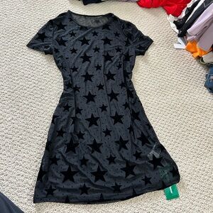Black Mesh Star Pattern Dress